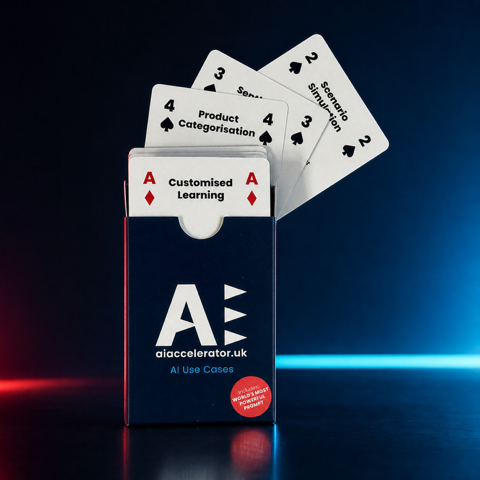 The AI Accelerator branded deck of AI use-case cards